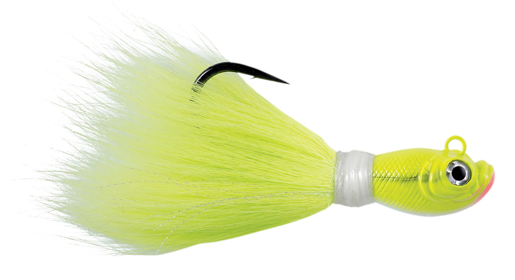 Bucktail Silver Chartreuse Red Feather Treble Hooks Size 4 Fishing Tackle  10A
